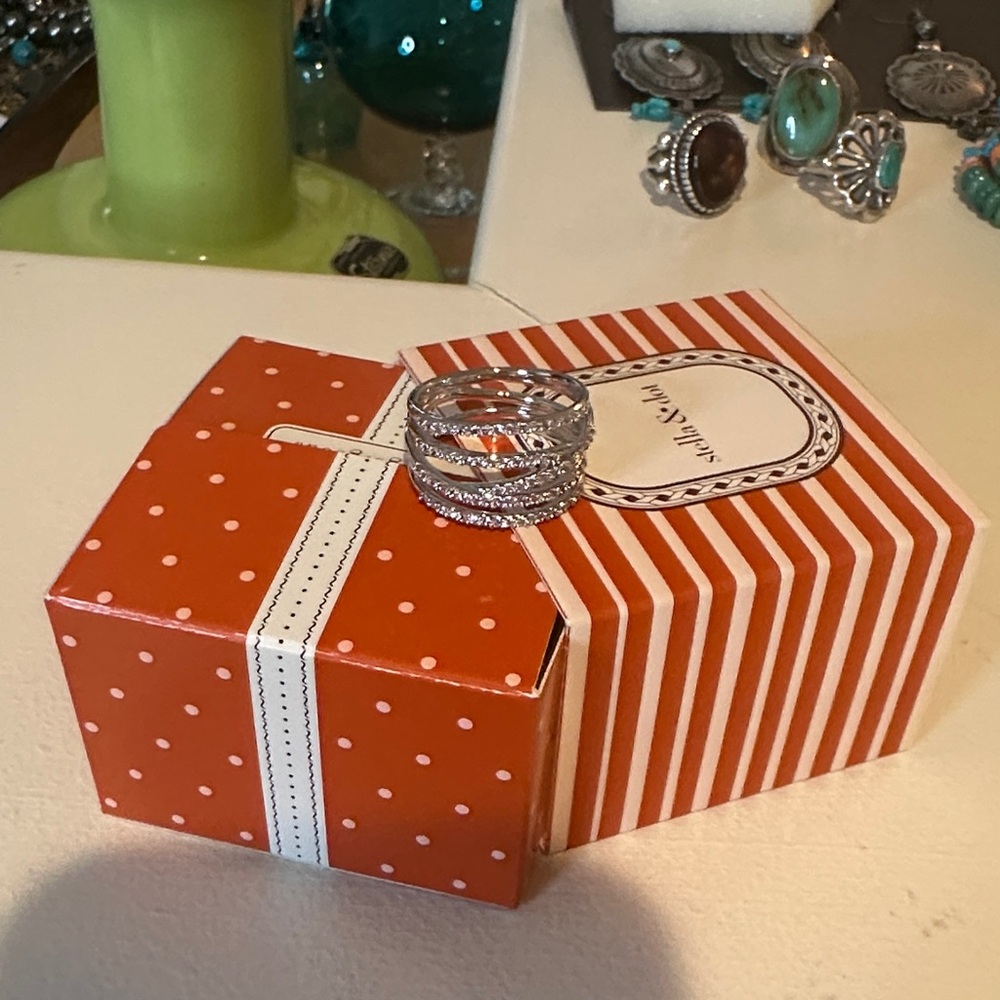 Stella and Dot Silver Ring with Crystals